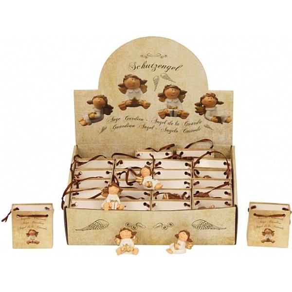 Geschenkestadl Engelfigur 24er Display „Schutzengel“ – süße Engel-Figuren in Geschenktütchen (24 St)