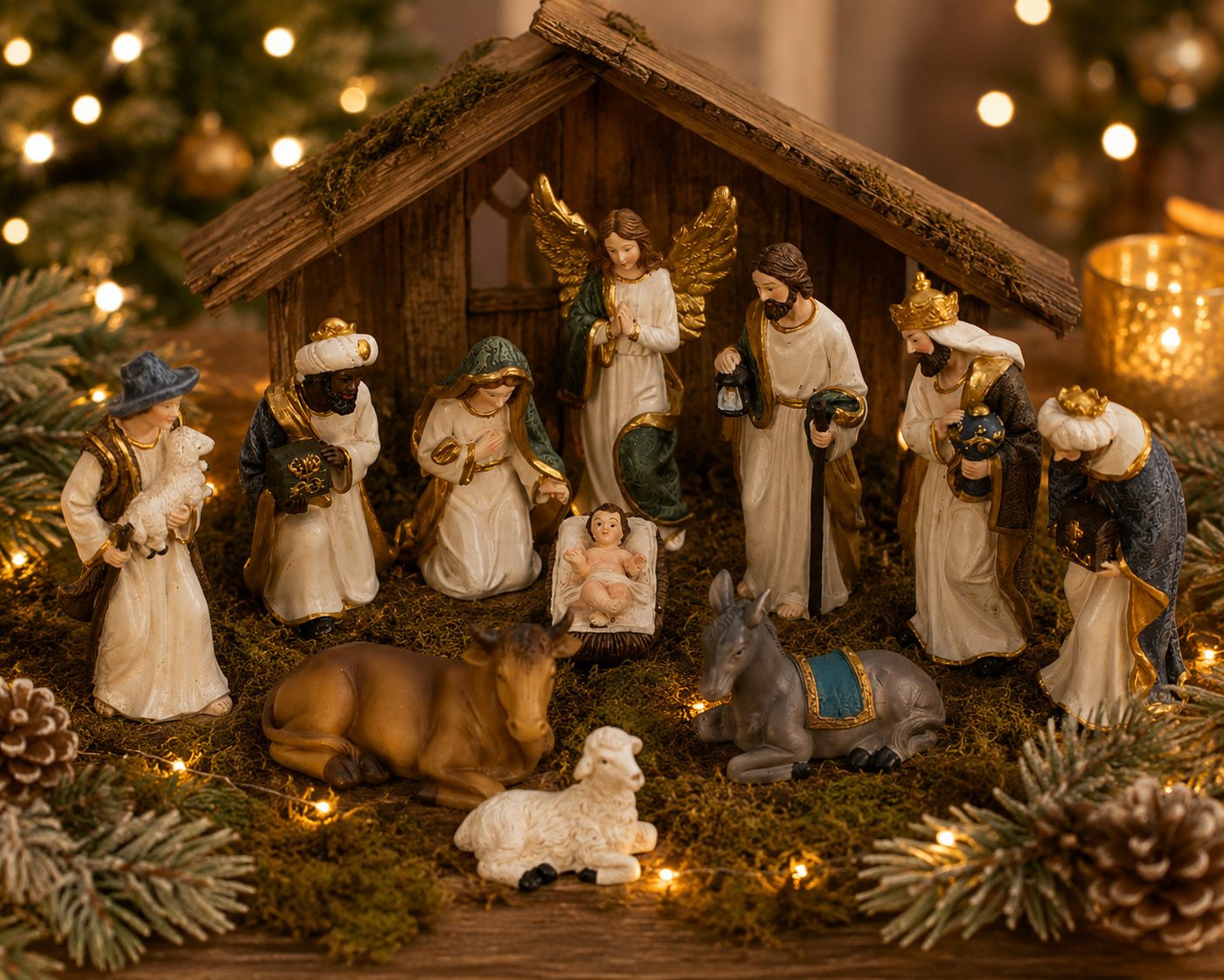Geschenkestadl Krippenfigur 11-teiliges Krippenfiguren-Set – Die Heilige Nacht (Spar-Set, 11 St., 11 verschiedene Figuren) – Bild 2 von 2