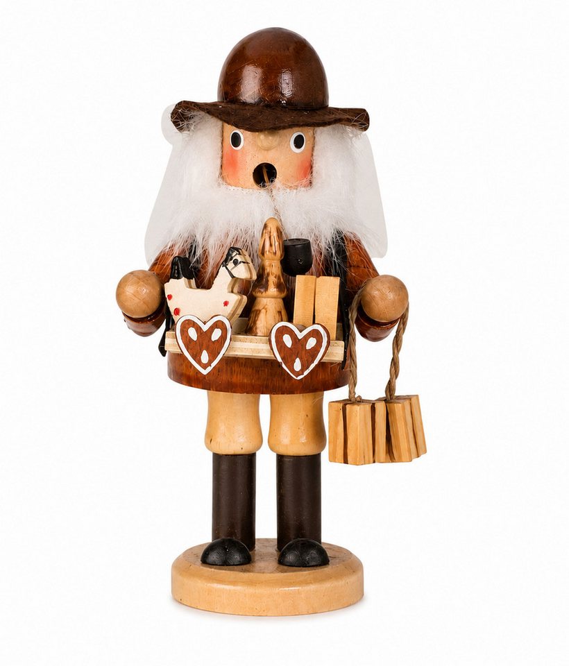 Geschenkestadl Räuchermännchen Räuchermännchen mit Bauchladen – 15,5 cm aus Holz Weihnachtsdeko, (1 St), Räuchermännchen mit Bauchladen – Bild 2 von 3
