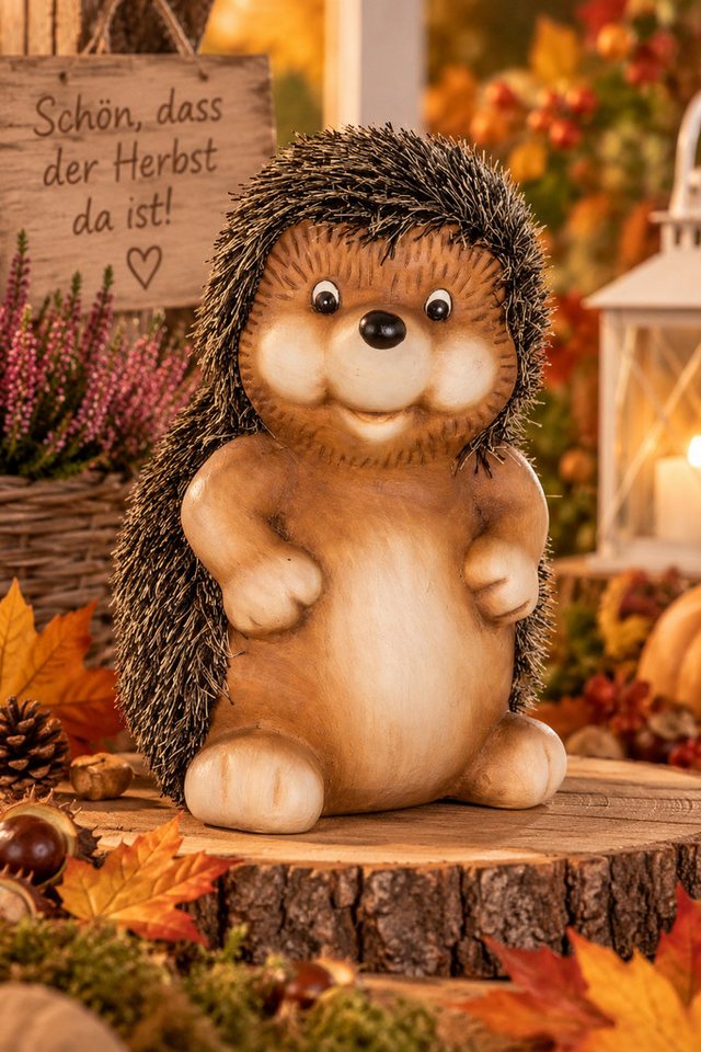 Geschenkestadl Tierfigur Großer Igel Keramik mit Plüsch-Stacheln – 27 cm – Herbstdekoration (1 St), lieber Blick – Bild 2 von 2