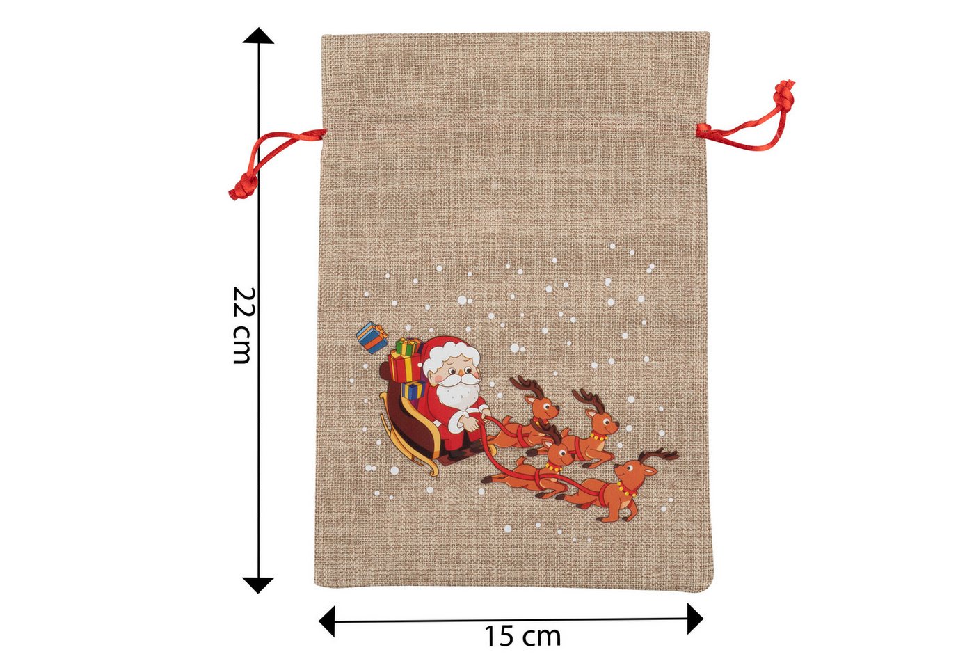 Idena Geschenkpapier Idena Bundle Jutesäcke Weihnachtsmann Schlitten 15x22cm 4 Stück – Bild 5 von 5