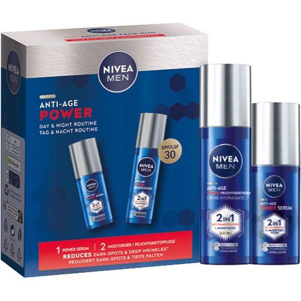 Nivea Men Gesichtspflege-Set NIVEA Men Anti Age Power Set Set, 2-tlg., mit Feuchtigkeitscreme und Serum, für alle Hauttypen geeignet