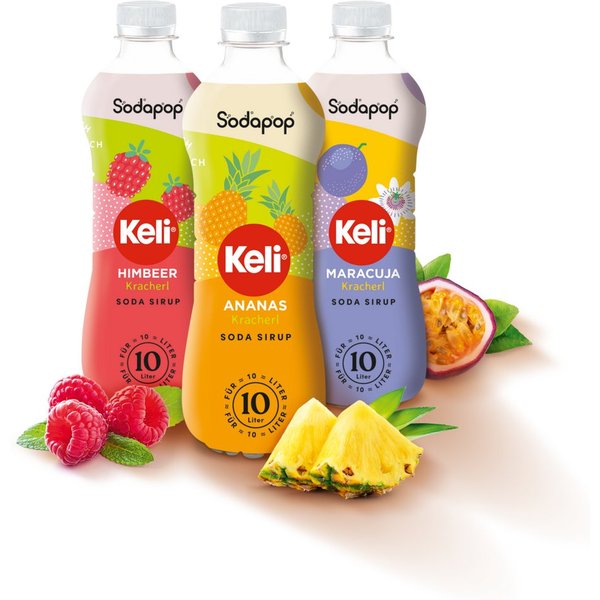Sodapop Getränke-Sirup SODAPOP KELI Sirup 3er Set, 0,5 l, 500 ml, (Set, 1x Keli Ananas, 1x Keli Maracuja, 1x Keli Himbeer), Immer verdünnen!