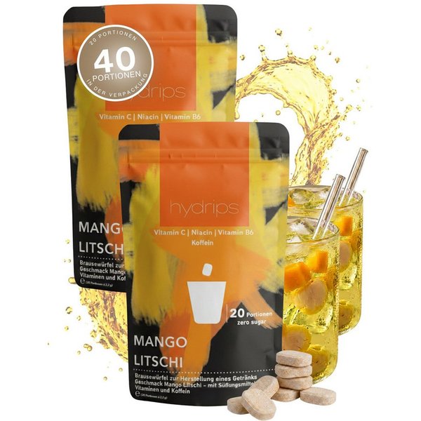 hydrips Getränkewürfel hydrips Getränkewürfel 2er Set, 40er KOFFEIN, (Bundle), Vegan, Glutenfrei, Zuckerfrei
