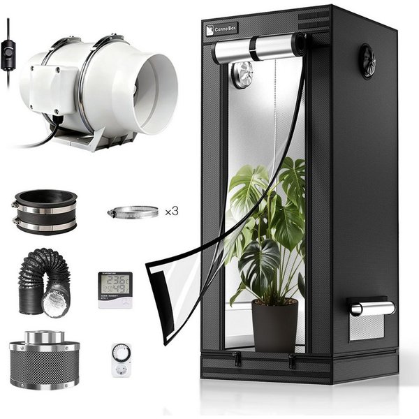 CannoBox Gewächshaus CannoBox Growbox 100/150mm Abluft Komplett Set Growzelt Indoor