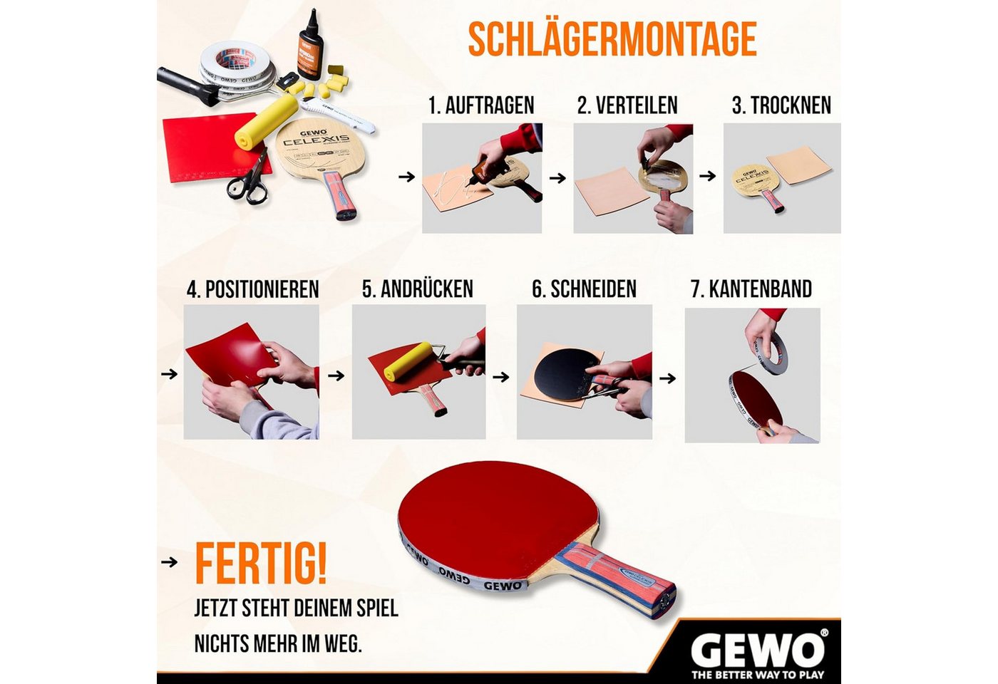 Gewo Stoffscheren Belagschneideschere, Schere für Tischtennisbeläge, Edelstahl, ca 14 cm – Bild 2 von 5