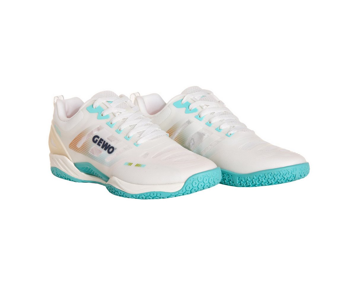 Gewo Tischtennis Schuh Ultra Force Pro, Indoor Hallenschuhe, weiß-mintgrün Trainingsschuh geeignet für Tischtennis – Bild 2 von 5