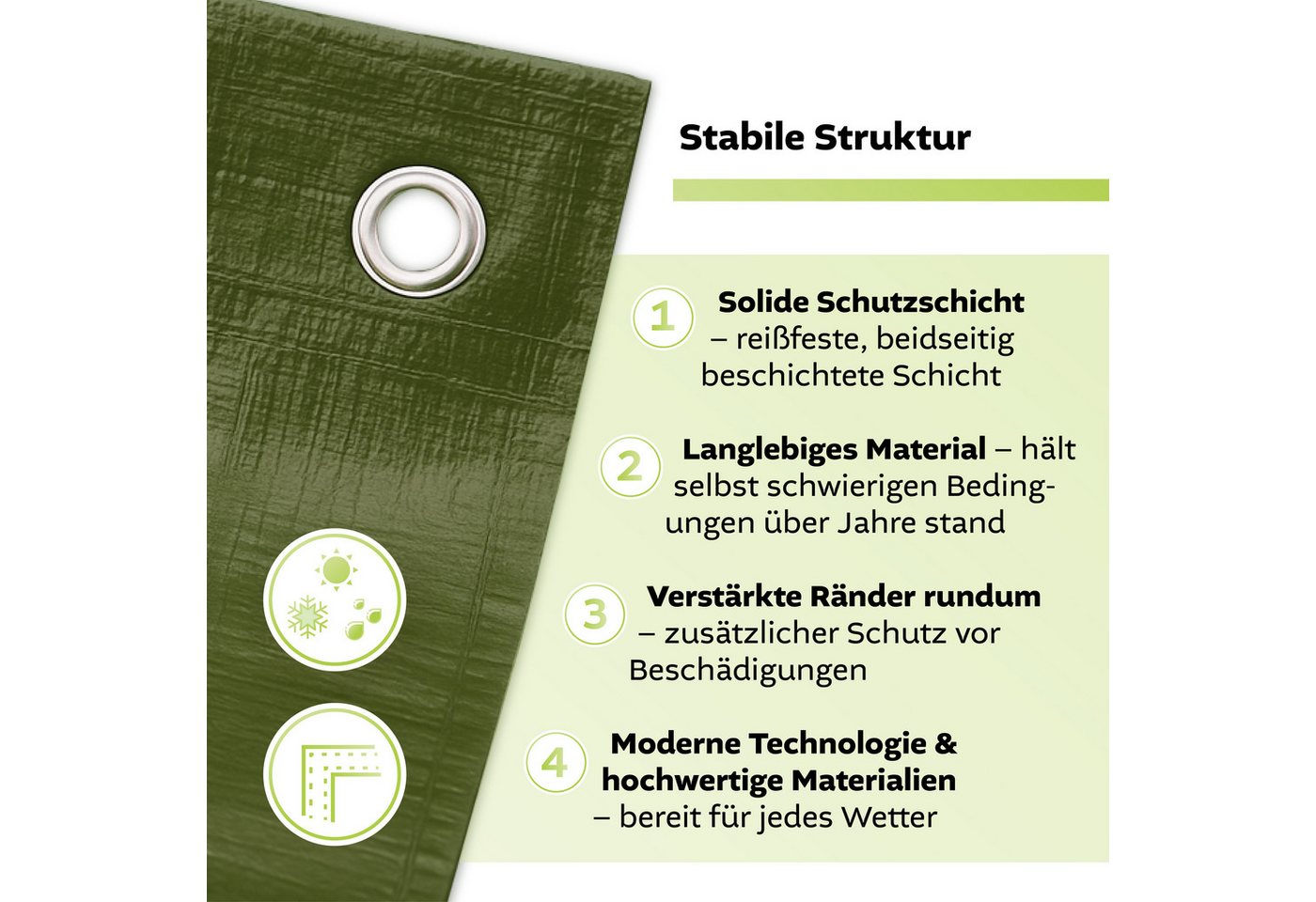 GF Schutzplane Abdeckplane Premium Line 140g/m² Gewebeplane verschiedene Farben, 1,5m x 2m Größen, Gartenplane reißfest & wasserdicht, Plane UV Schutz – Bild 2 von 5