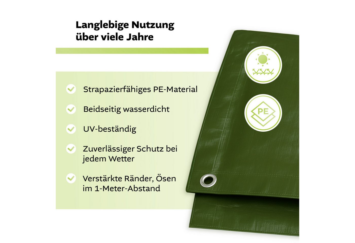 GF Schutzplane Abdeckplane Premium Line 140g/m² Gewebeplane verschiedene Farben, 1,5m x 2m Größen, Gartenplane reißfest & wasserdicht, Plane UV Schutz – Bild 3 von 5