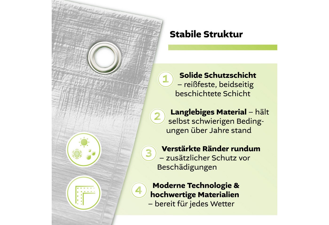 GF Schutzplane Abdeckplane Top Line 260g/m² Gewebeplane aus PE extrem reißfest &, 2m x 3m Größen, Gartenplane reißfest & wasserdicht, Plane UV Schutz – Bild 2 von 5