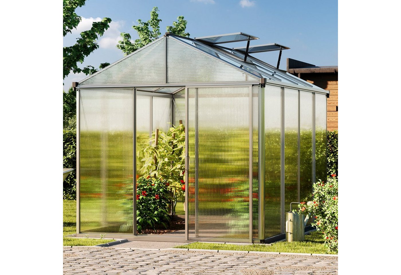 GFP Gewächshaus Premium 22, 10 mm Wandstärke, mit 2 automatischen Fensteröffnern – Bild 2 von 5
