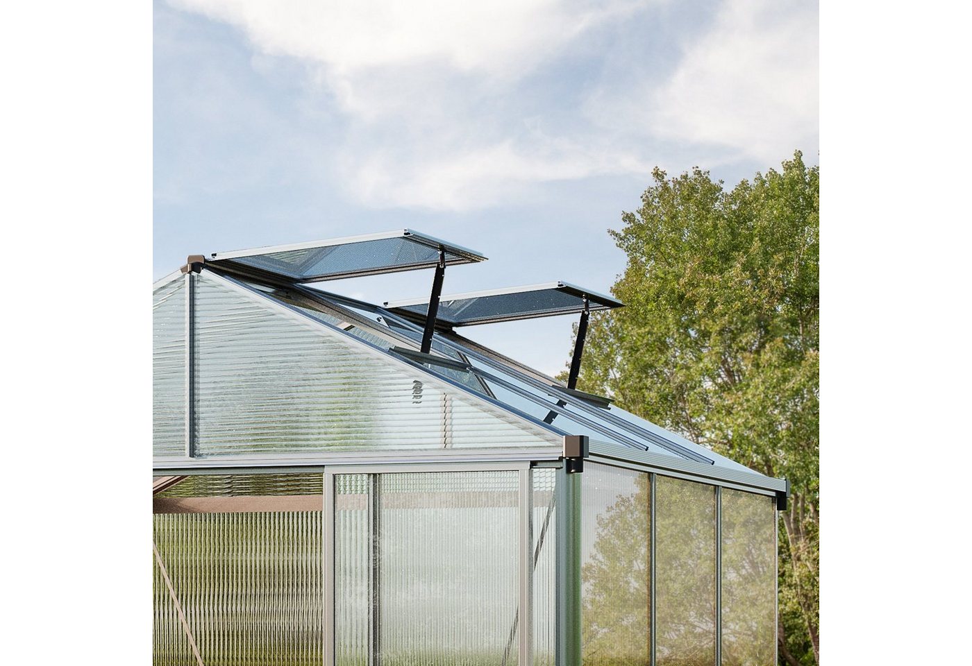 GFP Gewächshaus Premium 22, 10 mm Wandstärke, mit 2 automatischen Fensteröffnern – Bild 4 von 5