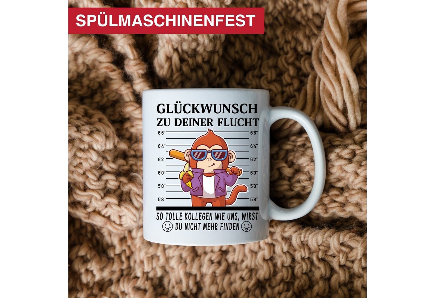 Giftandprint Tasse Kollegen Abschied, Abschiedsgeschenke für Kollege mit Affemotiv, Jobwechsel, Kollegin Geschenk, mit Geschenkbox – Bild 4 von 5
