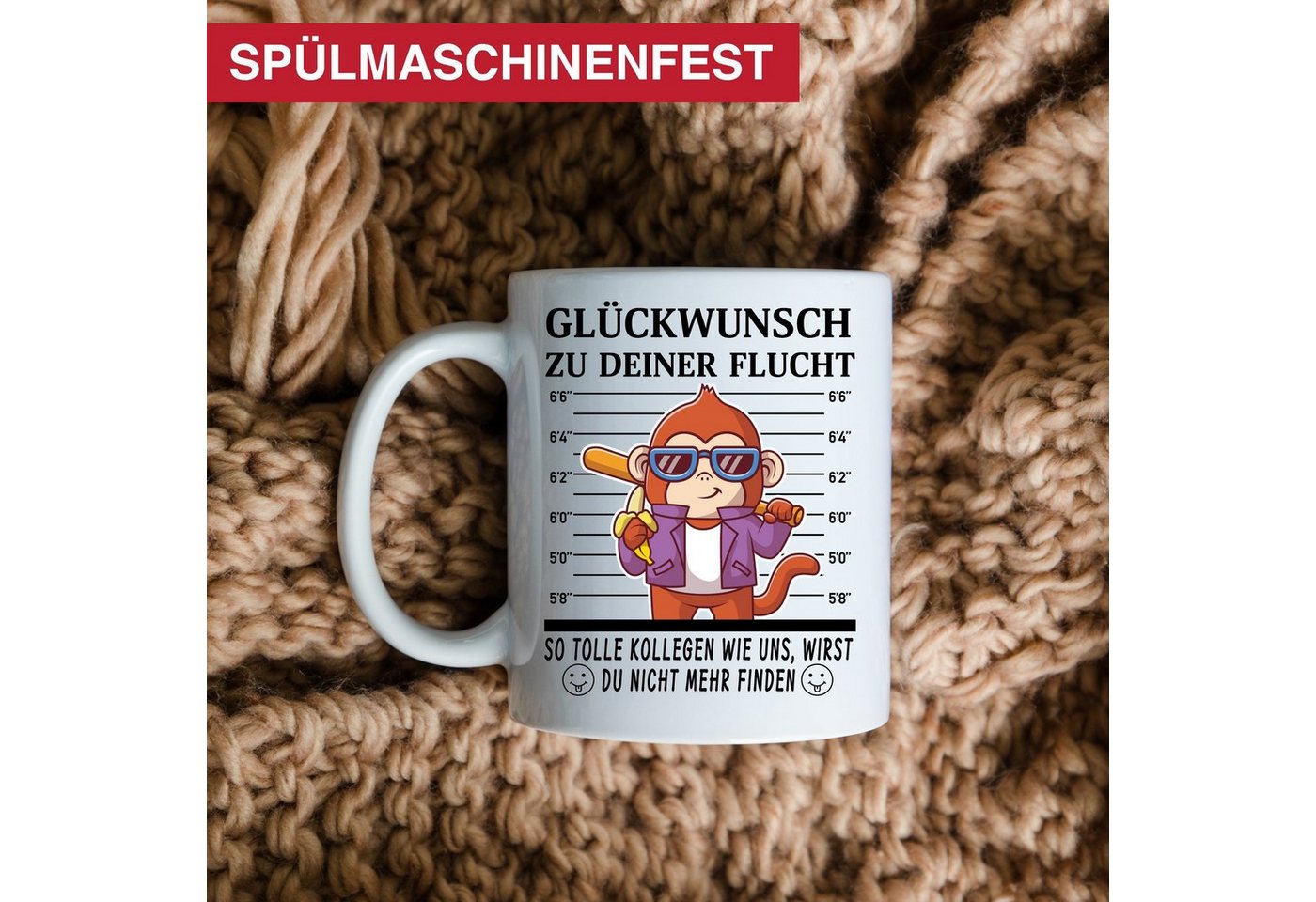 Giftandprint Tasse Kollegen Abschied, Abschiedsgeschenke für Kollege mit Affemotiv, Jobwechsel, Kollegin Geschenk, mit Geschenkbox – Bild 5 von 5