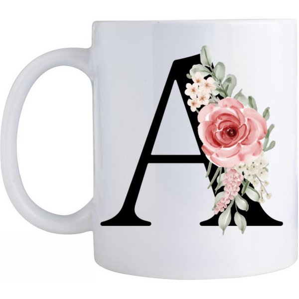 Giftandprint Tasse personalisiert mit Anfangsbuchstabe Monogramm Geburtstag Geschenk Frau, Geschenke für Frauen, Spülmaschinengeeignet, Mit Geschenkbox