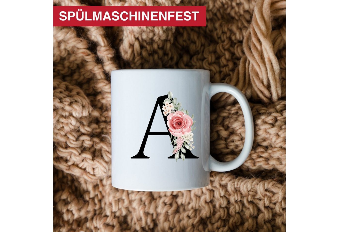 Giftandprint Tasse personalisiert mit Anfangsbuchstabe Monogramm Geburtstag Geschenk Frau, Geschenke für Frauen, Spülmaschinengeeignet, Mit Geschenkbox – Bild 3 von 5