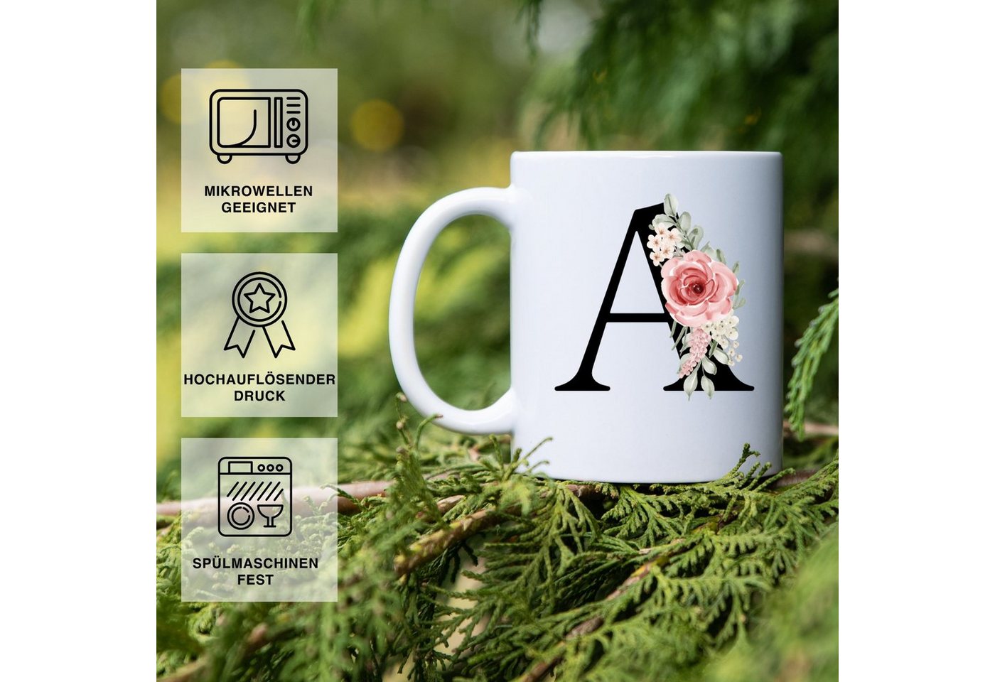 Giftandprint Tasse personalisiert mit Anfangsbuchstabe Monogramm Geburtstag Geschenk Frau, Geschenke für Frauen, Spülmaschinengeeignet, Mit Geschenkbox – Bild 4 von 5