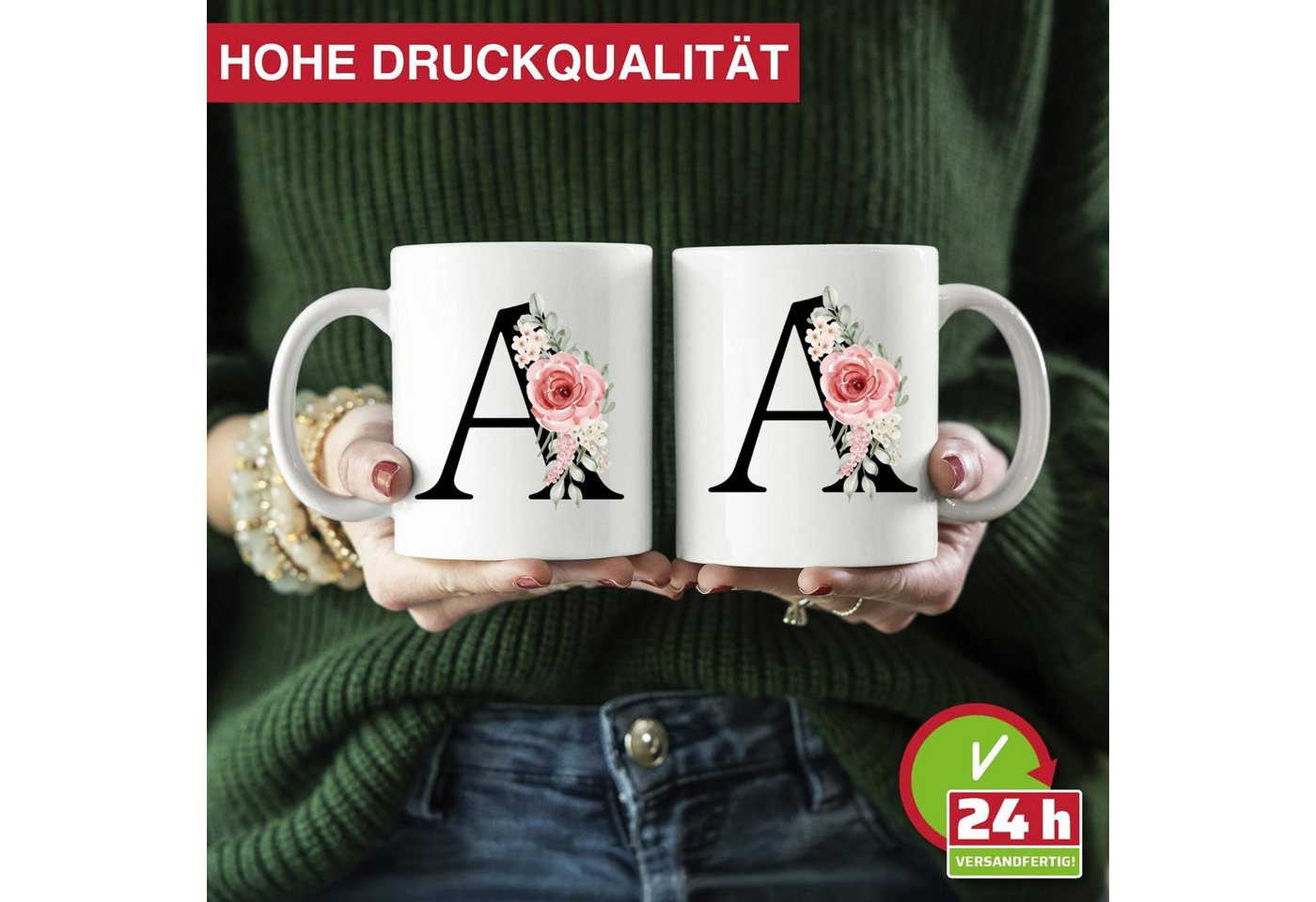 Giftandprint Tasse personalisiert mit Anfangsbuchstabe Monogramm Geburtstag Geschenk Frau, Geschenke für Frauen, Spülmaschinengeeignet, Mit Geschenkbox – Bild 5 von 5