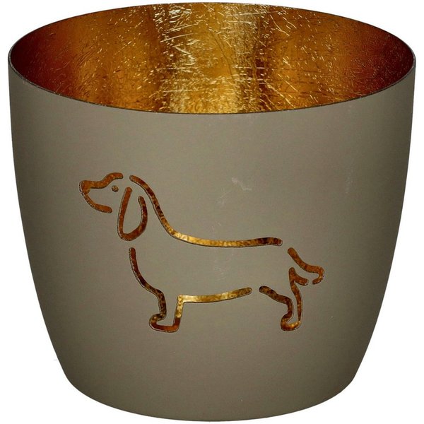 Giftcompany Windlicht Madras Windlicht M Dackel hot sandstone/gold 8,5cm
