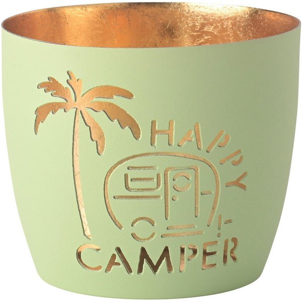 Giftcompany Windlicht Madras Windlicht M Happy camper pastellgrün/gold 8,5cm