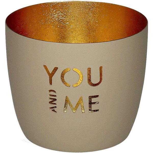Giftcompany Windlicht Madras Windlicht M You and me sandstone/gold 8,5cm