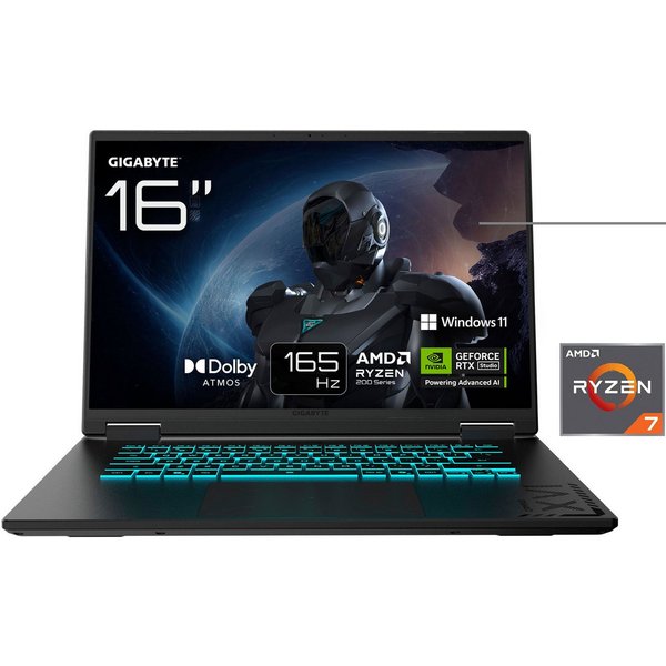 Gigabyte Gaming A16 3VHK3DE894SH Gaming-Notebook (40,64 cm/16 Zoll, AMD Ryzen 7 260, GeForce RTX 5060, 16 GB, 1000 GB SSD)