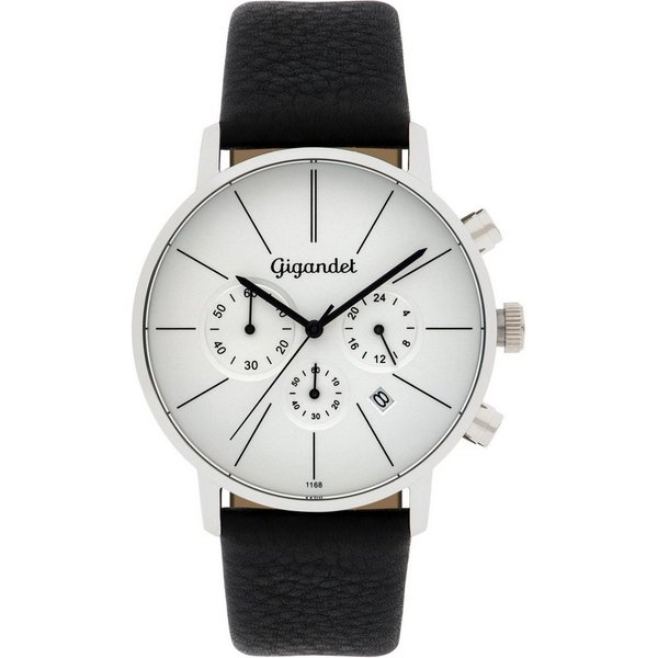 Gigandet Chronograph Herrenuhr, Armbanduhr, Damenuhr, 42mm, MINIMALISM G32-001 G32-001, Mineralglas, Datumsanzeige, Lederband, 3bar/30m wasserdicht