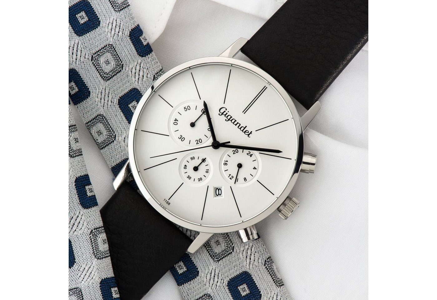 Gigandet Chronograph Herrenuhr, Armbanduhr, Damenuhr, 42mm, MINIMALISM G32-001 G32-001, Mineralglas, Datumsanzeige, Lederband, 3bar/30m wasserdicht – Bild 2 von 5