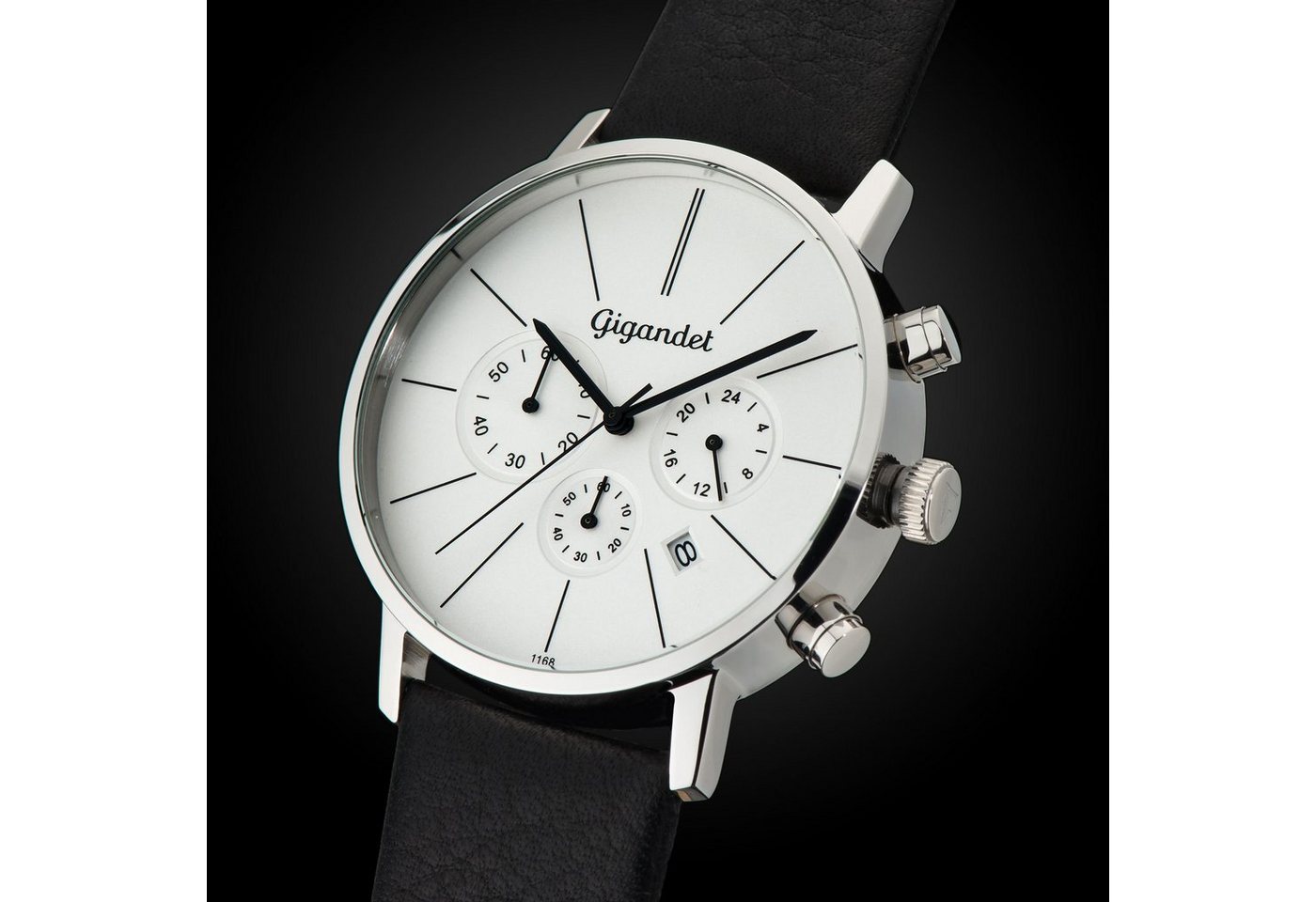 Gigandet Chronograph Herrenuhr, Armbanduhr, Damenuhr, 42mm, MINIMALISM G32-001 G32-001, Mineralglas, Datumsanzeige, Lederband, 3bar/30m wasserdicht – Bild 3 von 5