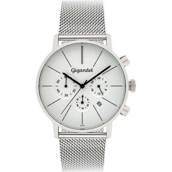 Gigandet Chronograph Herrenuhr, Armbanduhr, Damenuhr, 42mm, MINIMALISM G32-005 G32-005, Mineralglas, Datumsanzeige, Edelstahlband, 3bar/30m wasserdicht