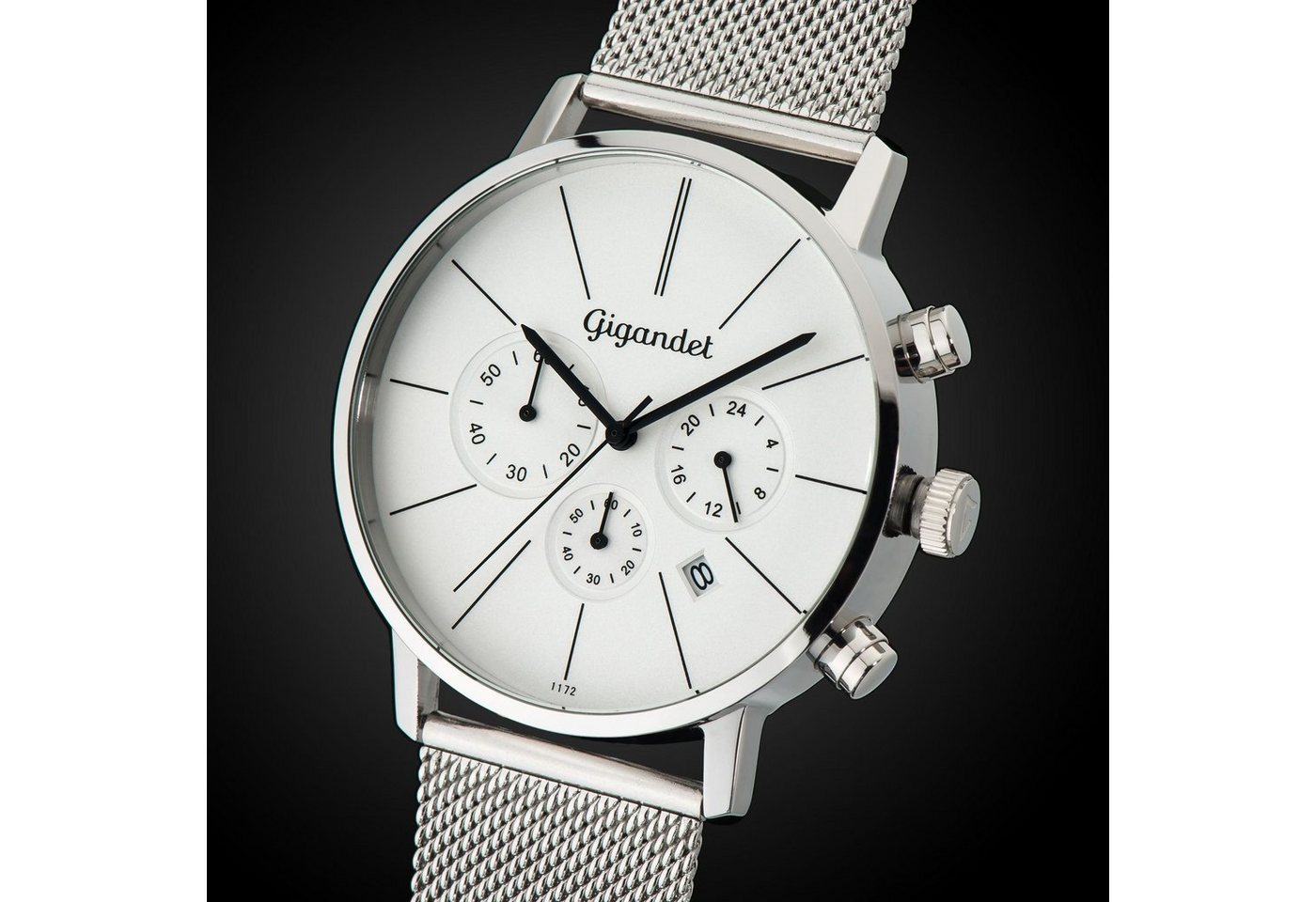 Gigandet Chronograph Herrenuhr, Armbanduhr, Damenuhr, 42mm, MINIMALISM G32-005 G32-005, Mineralglas, Datumsanzeige, Edelstahlband, 3bar/30m wasserdicht – Bild 3 von 5