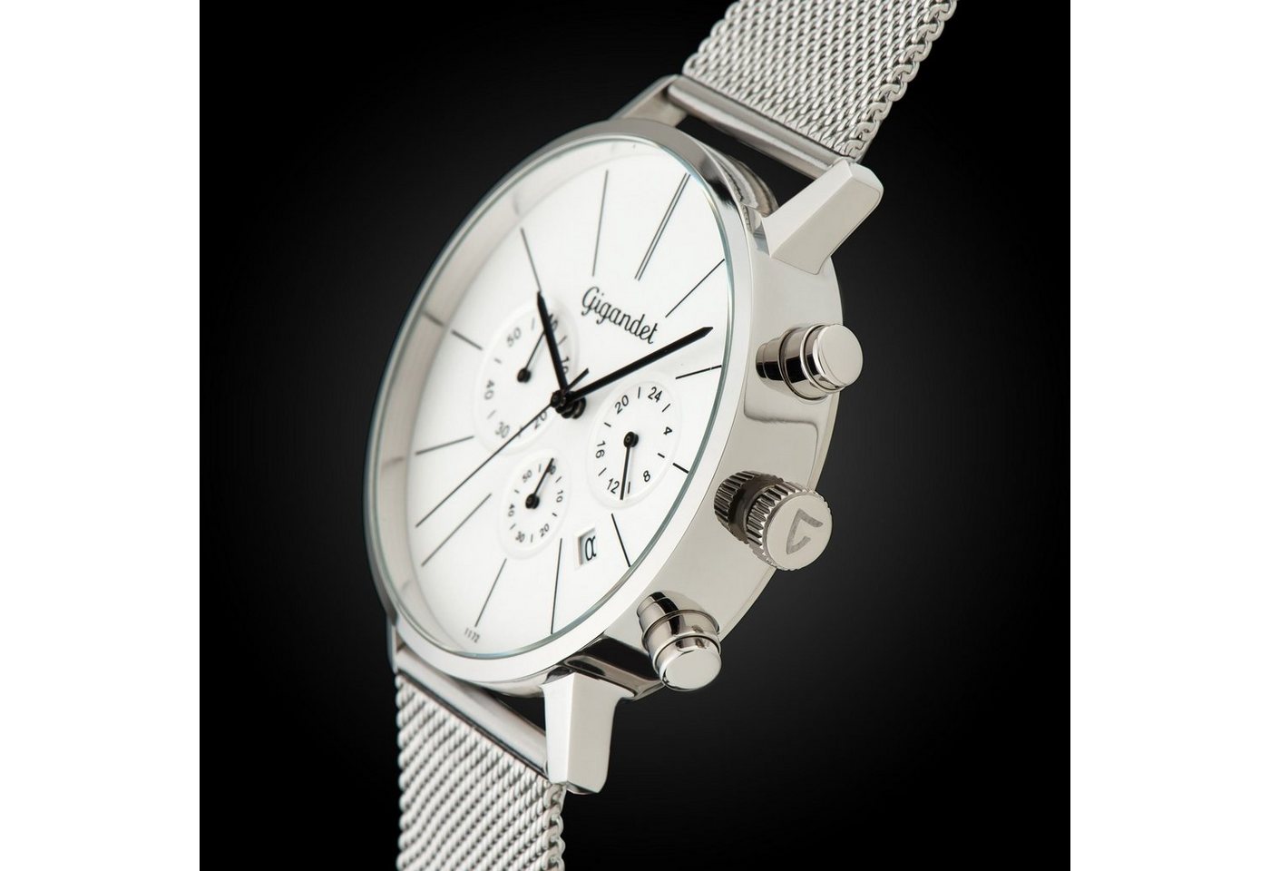 Gigandet Chronograph Herrenuhr, Armbanduhr, Damenuhr, 42mm, MINIMALISM G32-005 G32-005, Mineralglas, Datumsanzeige, Edelstahlband, 3bar/30m wasserdicht – Bild 4 von 5