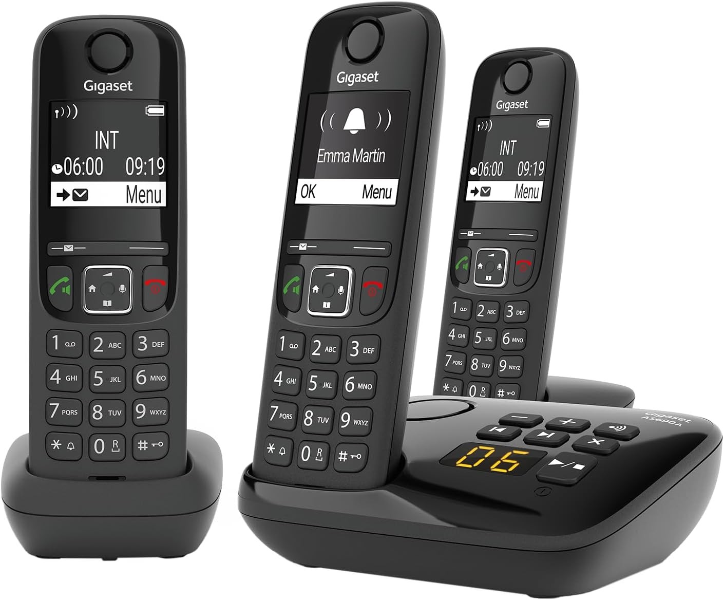 Gigaset AS690A Trio - 3 Schnurlose DECT-Telefone mit Anrufbeantworter