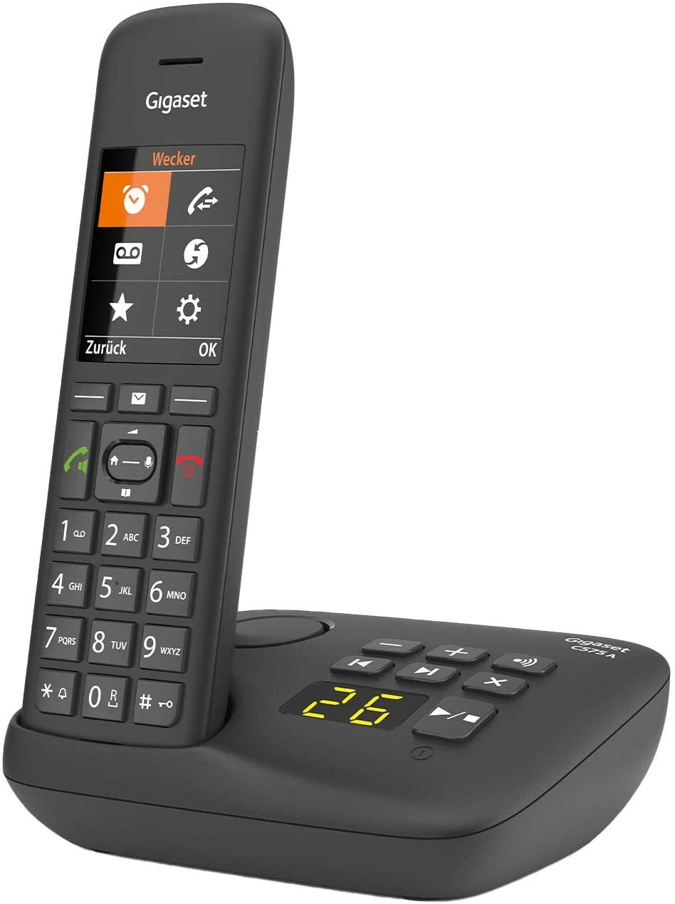 Gigaset C575A schnurloses Telefon/ Anrufbeantworter, großes Farbdisplay schwarz