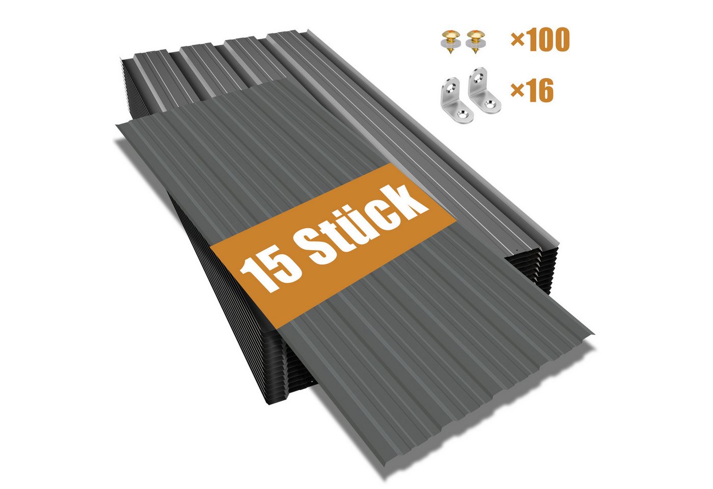 GIHAUVIA Trapezblech Trapezblech Profilblech Wellblech Deckenplatte Wellplatte mit Schraube, (15-St) – Bild 2 von 5