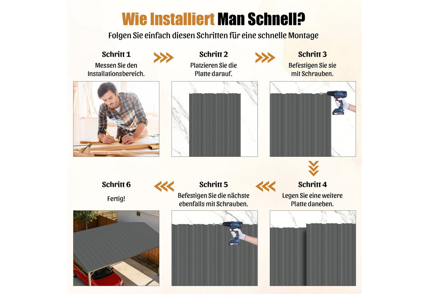 GIHAUVIA Trapezblech Trapezblech Profilblech Wellblech Deckenplatte Wellplatte mit Schraube, (15-St) – Bild 4 von 5