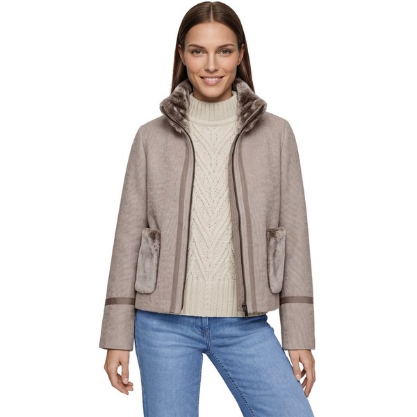 Gil Bret Fellimitatjacke mit Reißverschluss und aufgesetzten Fell-Taschen /mit Wolle