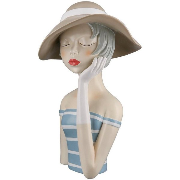 GILDE Dekofigur Figur Lady (1 St), Gestreiftes Sommerkleid, maritimer Look, Skulptur mit Hut