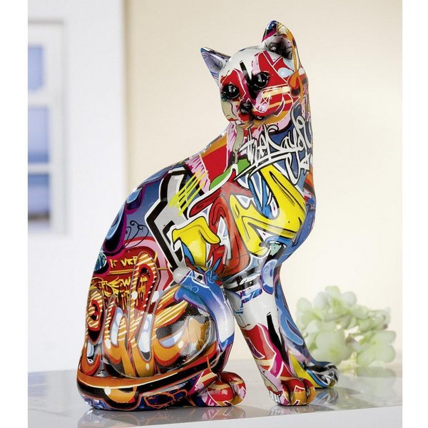 GILDE Dekofigur Figur Pop Art Katze (1 St), Dekoobjekt, Tierfigur, Höhe 29 cm, Wohnzimmer