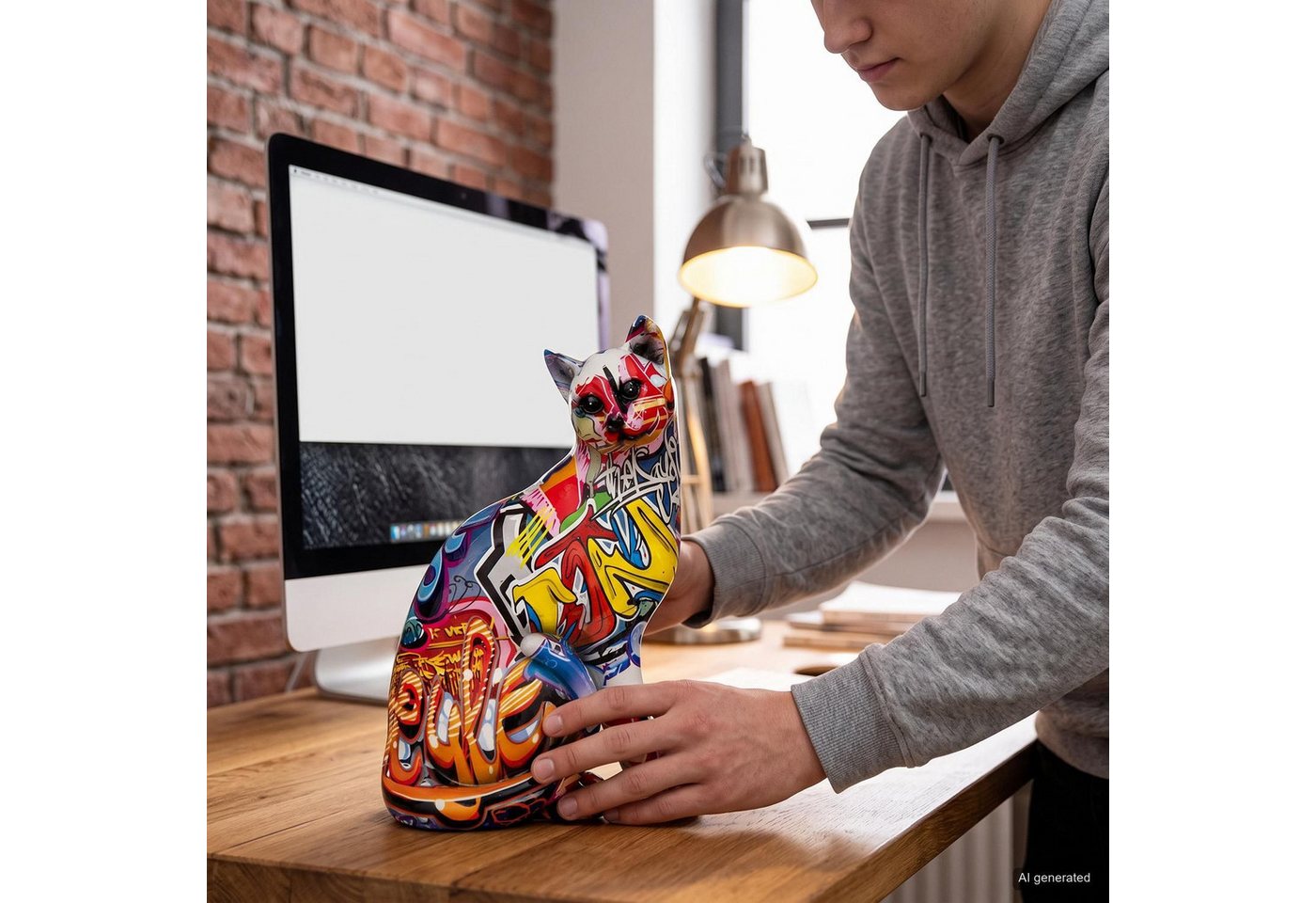 GILDE Dekofigur Figur Pop Art Katze (1 St), Dekoobjekt, Tierfigur, Höhe 29 cm, Wohnzimmer – Bild 2 von 2