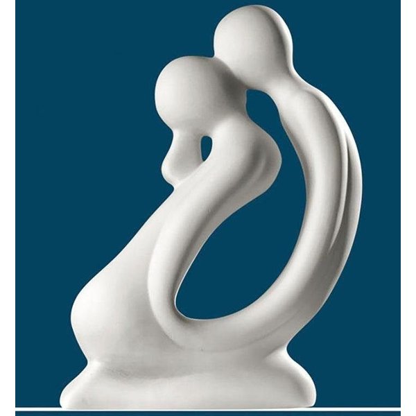 GILDE Dekofigur Skulptur Kuss, weiß (1 St), Dekoobjekt, Höhe 42 cm, handgefertigt, aus Keramik, Wohnzimmer