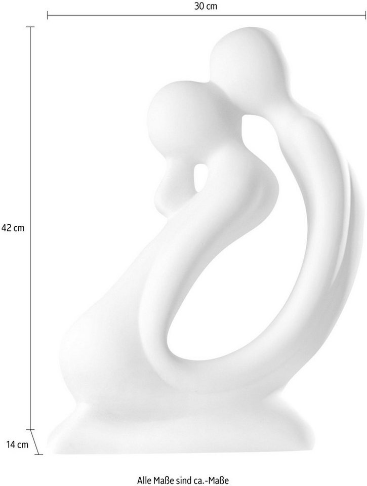 GILDE Dekofigur Skulptur Kuss, weiß (1 St), Dekoobjekt, Höhe 42 cm, handgefertigt, aus Keramik, Wohnzimmer – Bild 3 von 4