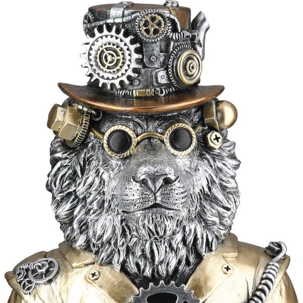 GILDE Dekoobjekt Dekofigur Löwe Steampunk Lion 58722 – Kunstharz Figur, 20,5 cm