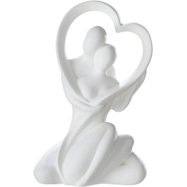 GILDE Dekoobjekt „Herzblick“ 30238 – Paar mit Herzmotiv, Keramik creme, 16 × 27,5 cm