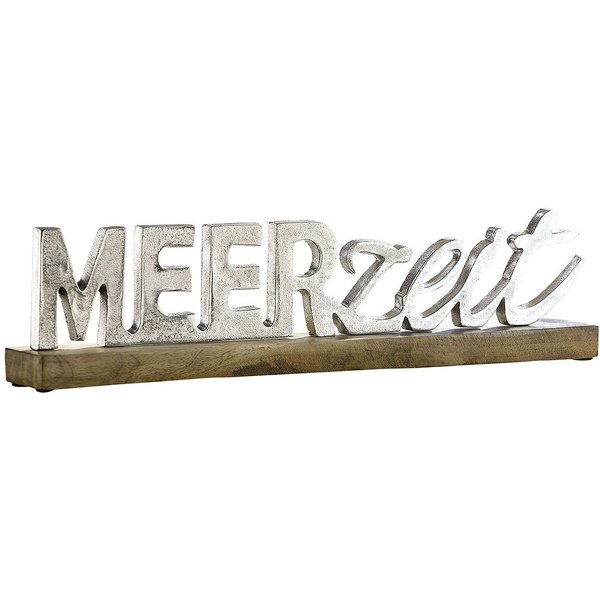 GILDE Dekoobjekt „Meerzeit“ 48236 – Holzskulptur mit Mangoholz & Alu-Elementen, 48 cm