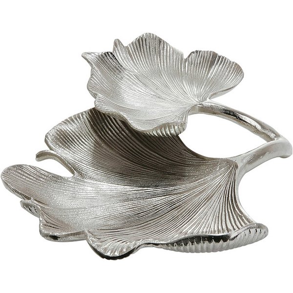 GILDE Dekoschale Schale Ginkgo Blatt, silber (1 St), silberfarben