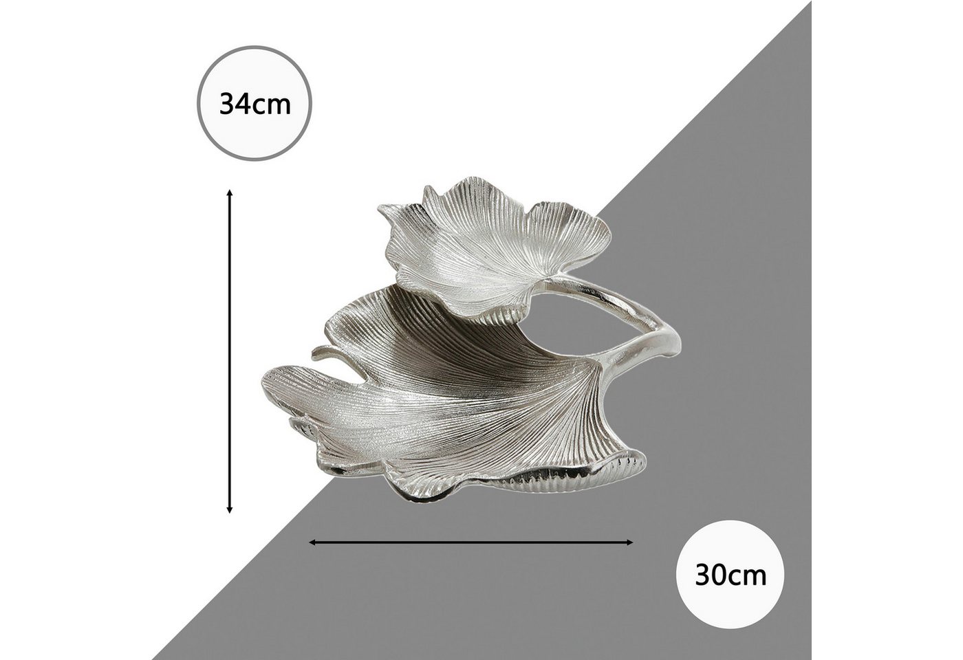 GILDE Dekoschale Schale Ginkgo Blatt, silber (1 St), silberfarben – Bild 4 von 4