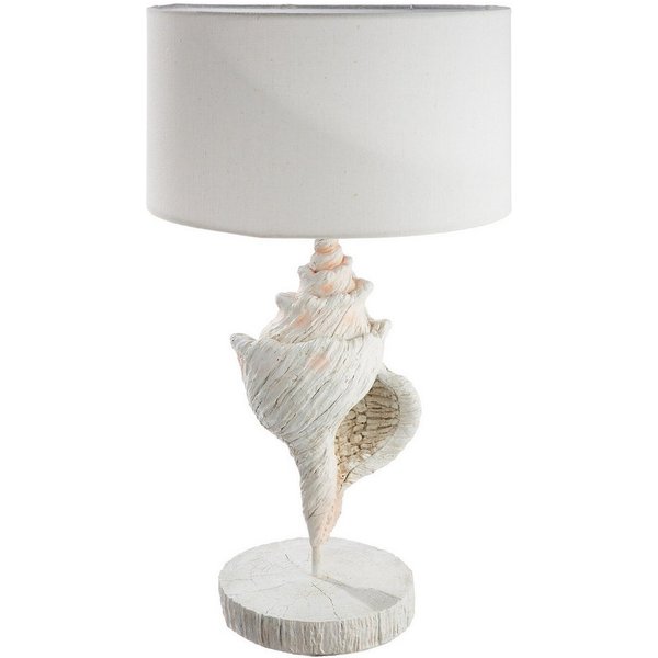 GILDE Tischleuchte SEASHELLS Leuchte - weiß - Kunstharz - Höhe 54,5cm x Ø 29,5cm - Lampe, Tischlampe - Schreibtischlampe - Nachttischlampe
