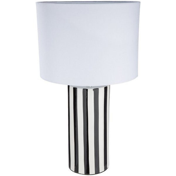 GILDE Tischleuchte STRIPES Leuchte - schwarz, weiß - Keramik - Höhe 47cm x Ø 27cm - Lampe, Tischlampe - Schreibtischlampe - Nachttischlampe