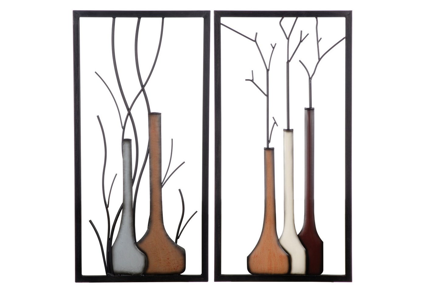 GILDE Wanddekoobjekt Wandbild Set Vase Herbst Winter MF Premium Edition 2 Teilig Metall (2 St) – Bild 5 von 5